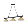 Z-Lite Cordon 3 Light Billiard, Matte Black & Rubbed Brass 2306-3MB-RB15